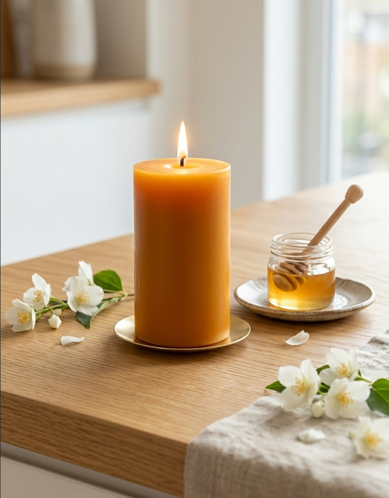 Beeswax Candle for Pure Home Decor, Beeswax Candles Non-Toxic Pillars 50 Hour Lumiere Roots