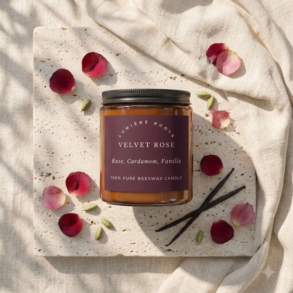 Beeswax Scented Candles Non-Toxic Jars Lumiere Roots