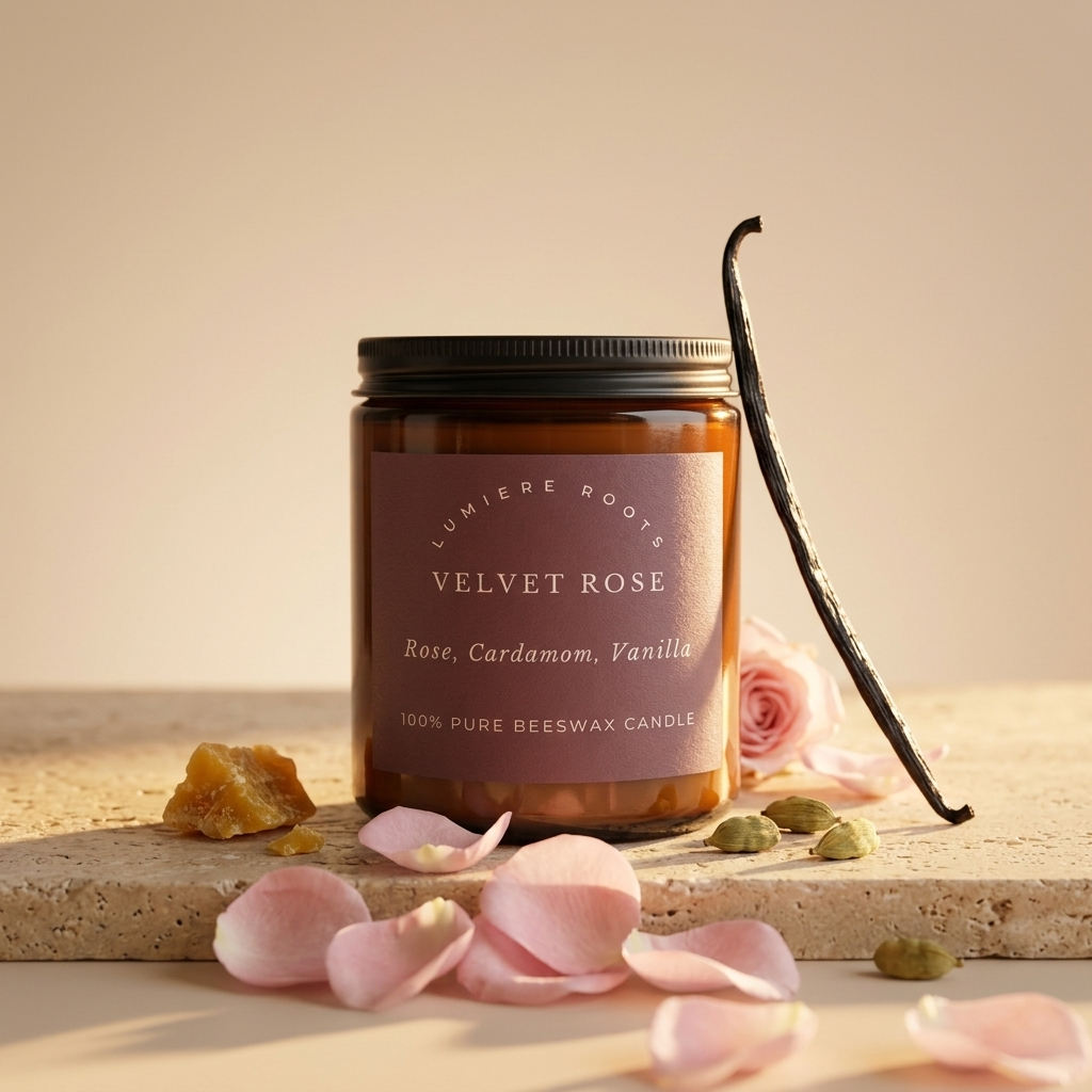 Beeswax Scented Candles Non-Toxic Jars Lumiere Roots