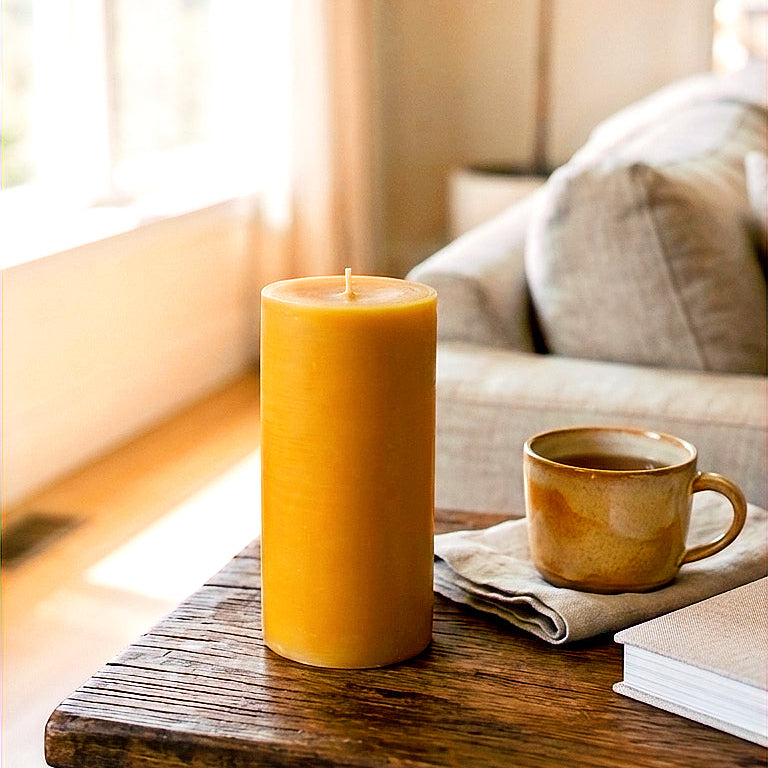 Pure Beeswax Pillar 6 Inch Candle - 110+ Hour Clean Burn