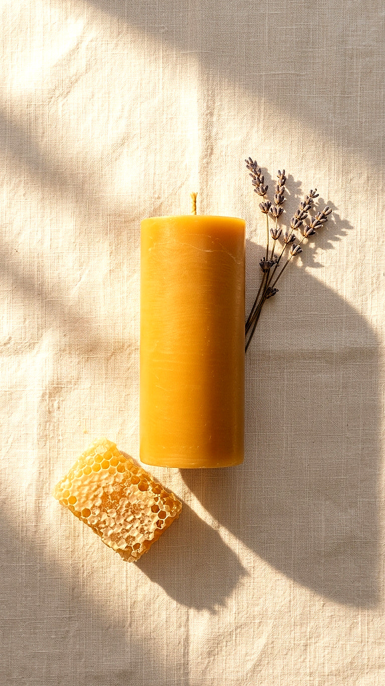 Pure Beeswax Pillar 6 Inch Candle - 110+ Hour Clean Burn