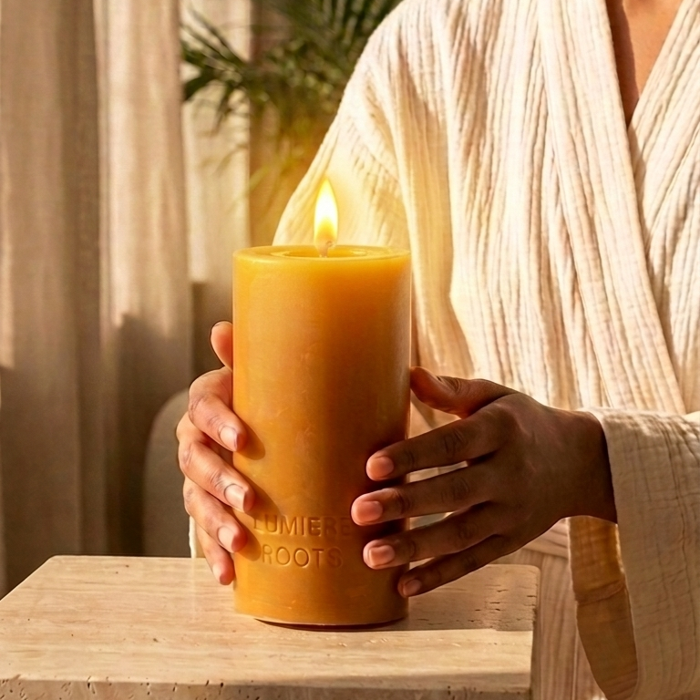 Pure Beeswax Pillar 6 Inch Candle - 110+ Hour Clean Burn