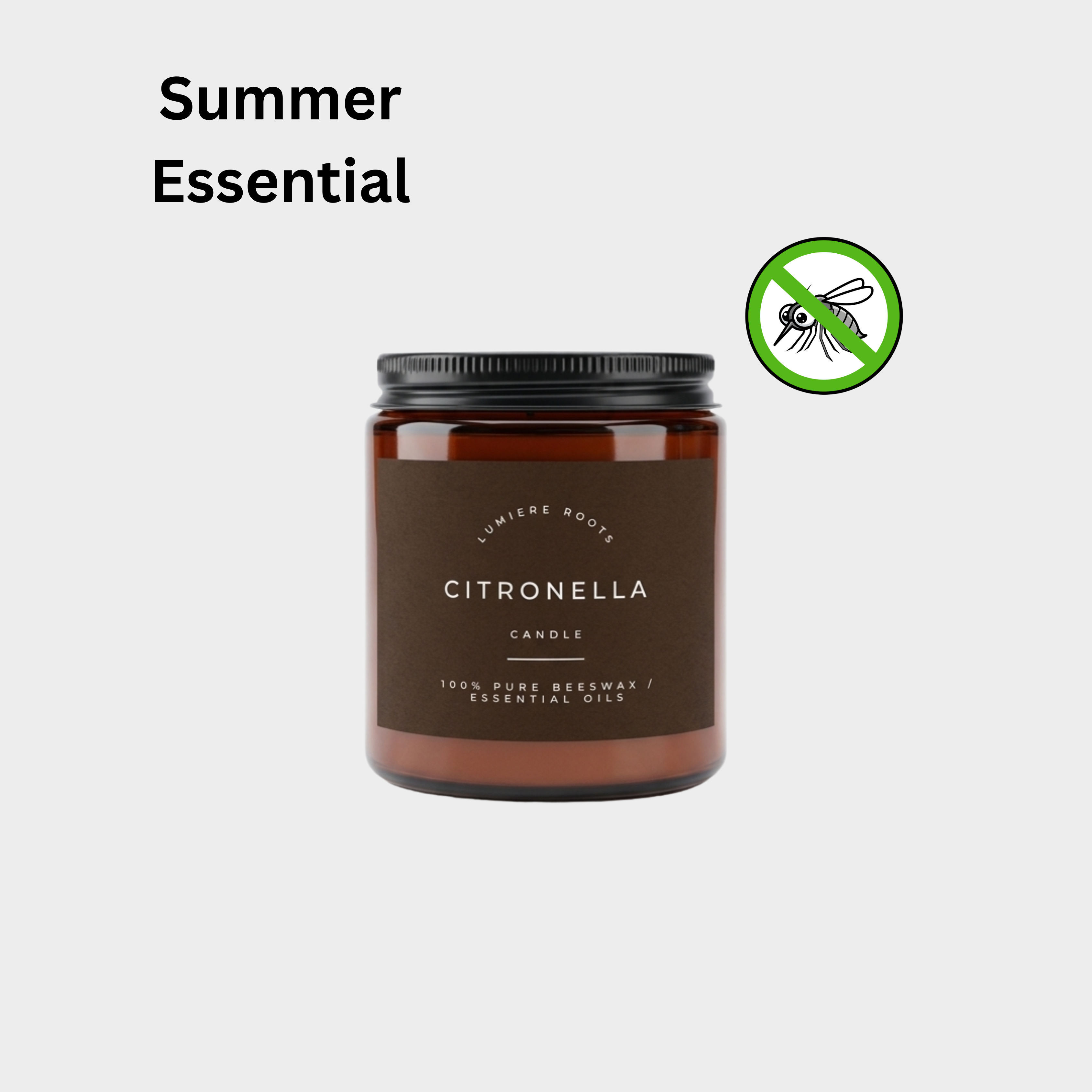 Anti-Mosquito Beeswax candle Citronella & Lemon Eucalyptus  scented