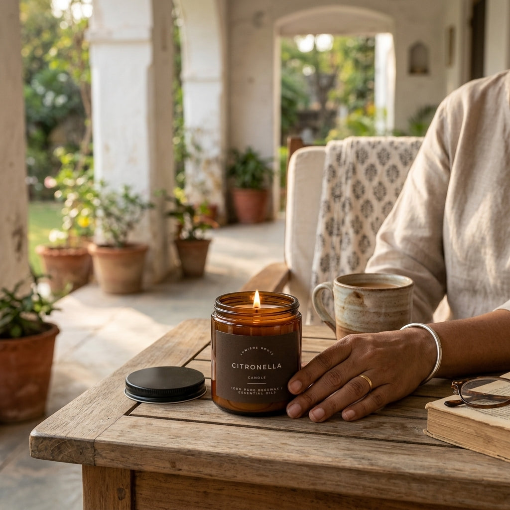 Anti-Mosquito Beeswax candle Citronella & Lemon Eucalyptus  scented