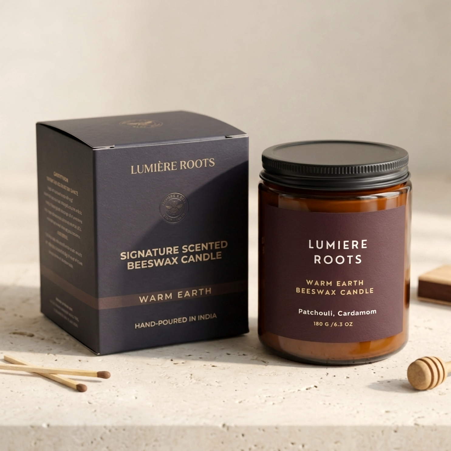 Lumiere Roots Scented Jars Warm Earth Beeswax candle