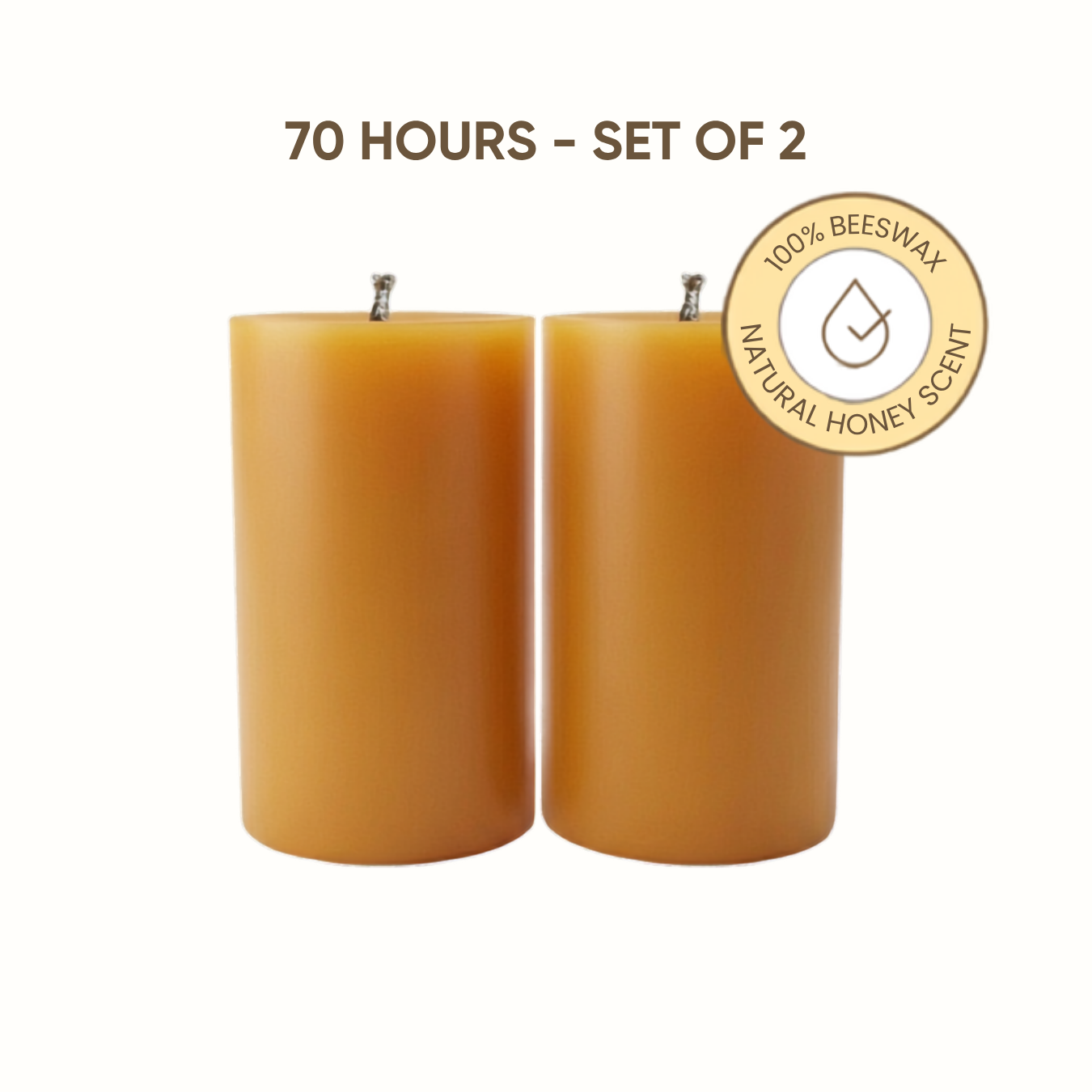 Lumiere Roots beeswax Pillar CAndle 70 Hours - set of 2