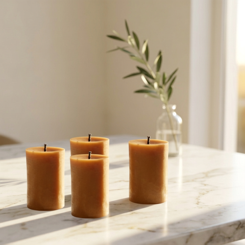 Lumiere Roots set of 4 pillar beeswax candles 140 Hours