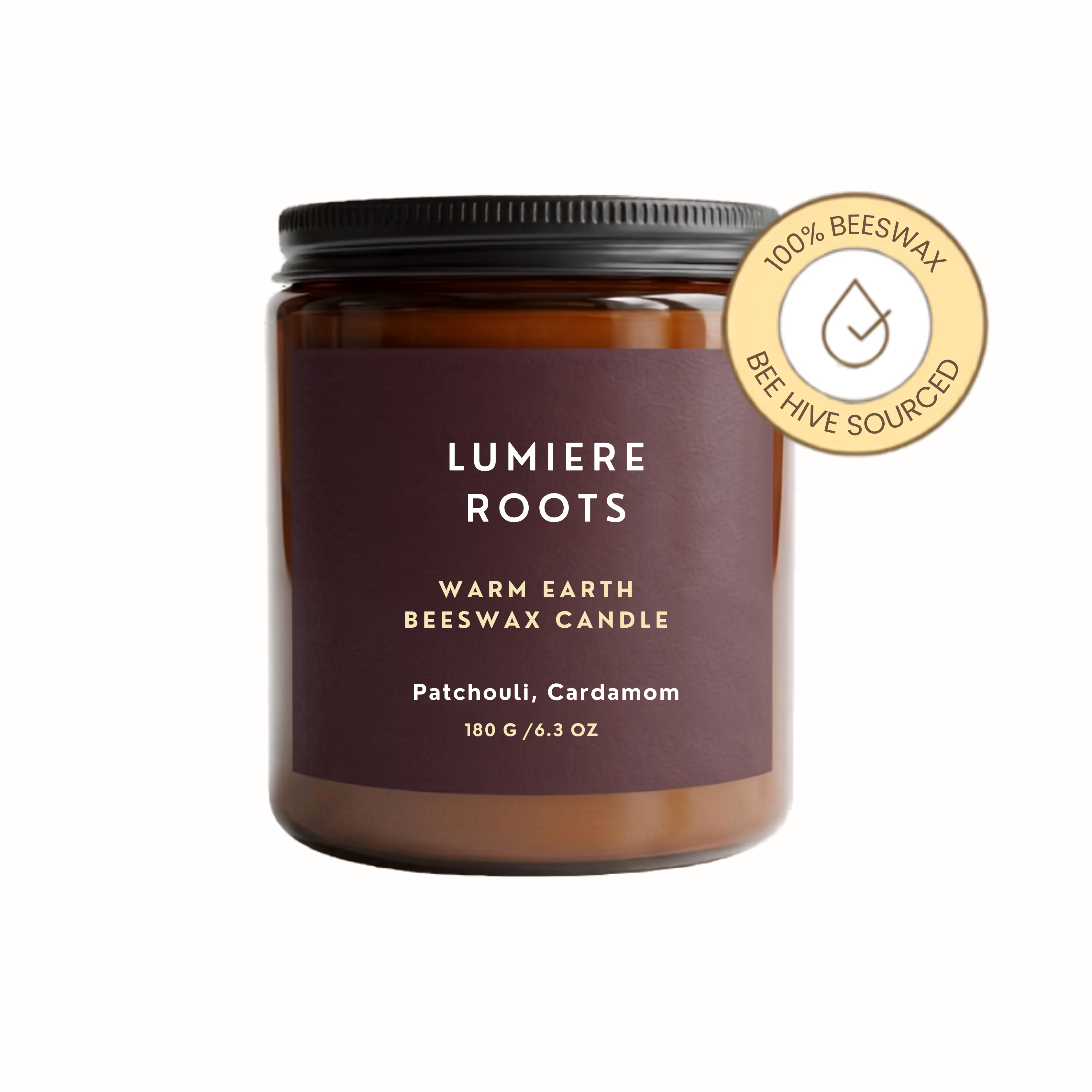 Warm Earth Patchouli Cardamom Scented Beeswax Candle Lumiere Roots