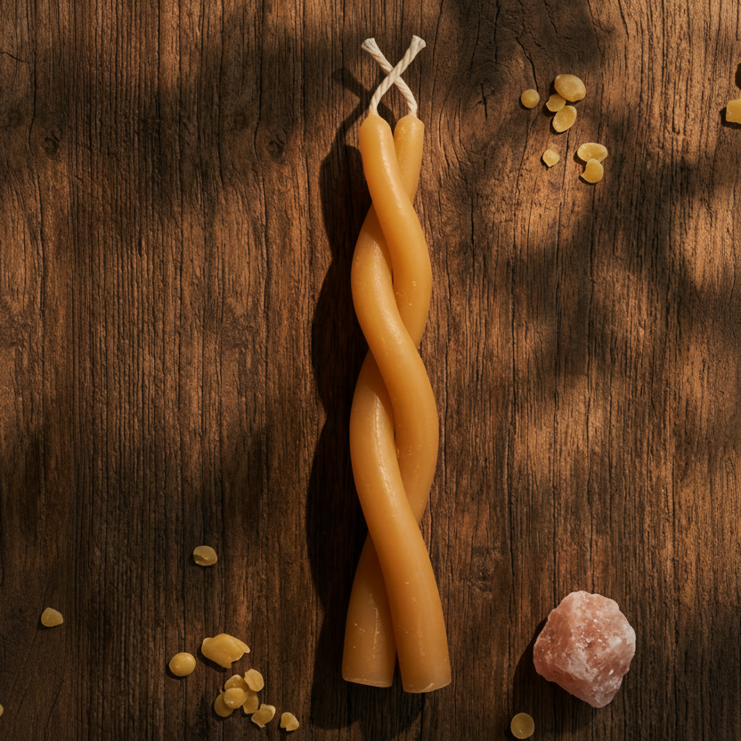 hand twisted beeswax candle