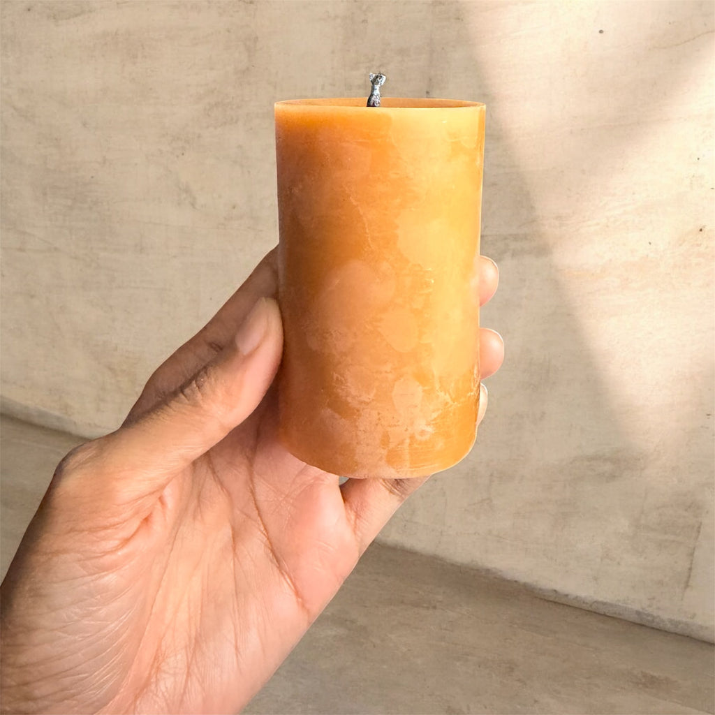Pure Beeswax Pillar 3.5 Inch Candles - 35 Hours Each (Set of 2)